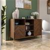 DEGHI Madia 120x77h cm in legno noce effetto parquet con 2 ante e struttura in metallo oro bronzato - Mufasa