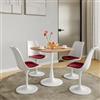 DEGHI Tavolo da pranzo 80x80 cm top effetto rovere e base in metallo bianco - Tulipano Square