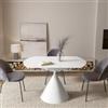 DEGHI Tavolo allungabile 120x80-120 cm meccanismo girevole con top in ceramica bianco opaco e base in metallo - Optimus