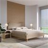 DEGHI Letto matrimoniale 160x200 cm in tessuto effetto maglia tortora con gambe in legno - Guadal