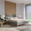 DEGHI Letto matrimoniale 160x200 cm in tessuto effetto maglia verde salvia con gambe in legno - Guadal