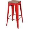 Urban living LIV Sgabello da bar in metallo rosso opaco seduta in legno 42,5 x 42,5 x 77 cm