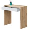 Habitdesign Tavolo da studio con 1 cassetto, tavolo da ufficio o scrivania, modello Noa, finitura bianca Artik e Rovere Nodi, dimensioni: 81,5 cm (lunghezza) x 40 cm (larghezza) x 77 cm (altezza)