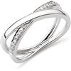 MIORE Anello con diamante stile crossover con 0,19 ct di diamanti naturali in oro bianco 9 carati 375