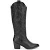 BOSANOVA Stivali stile cowboy in canna alta con dettaglio cucito decorativo sulla canna a tono, tacco 5,5 cm e chiusura con cerniera. Scarpe da donna, Nero , 36 EU