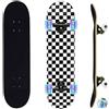 ERNAN Skateboard Completo per Principianti. Skateboard completo professionale da 31 * 8 pollici. Double Kick Deck Concavo con 7 strati per adulto, ragazzi, ragazze. (Black & White D)