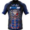 SMMASH Camicia Funzionale Uomo Rashguard Camicia Sportiva A Maniche Corte MMA Thaibox Muay Thai Kickboxing Traspirante Resistente All'Abrasione