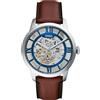 FOSSIL Orologio Townsman da uomo, Movimento automatico a tre lancette con cinturino in acciaio inossidabile o in pelle, Blu E Marrone, 44 mm
