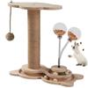 Szjinbao Tiragraffi per gatti, in legno, 4 in 1, giocattolo interattivo per gatti, con distributore di cibo per gatti, albero tiragraffi per adulti, gatti e gattini (altezza 46 cm)
