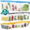 Bingolar 24 Pezzi Sacchetti Freezer Riutilizzabili e in piedi,sacchetti in silicone senza BPA,PEVA sacchetti in silicone riutilizzabili,Tenuta sacchetti silicone alimenti riutilizzabili per Frutta, Verdura