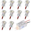 kpslucerna Piccoli faretti LED da 0,5 W, DC 12 V, mini faretti da incasso per soffitto, 10 pezzi, per cucina, scale, vetrine, corridoi, IP65, luce bianca calda