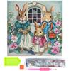 Ideen mit Herz Diamond Painting Tela su telaio | 30 cm x 30 cm | Set con attrezzi (famiglia di conigli)
