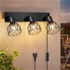 Kimjo Applique da Parete Interno - Lampada da Parete Nero - Plafoniera Led Parete E14 Orientabili - Metallo Applique da Parete Soggiorno - Lampada da Comodino 40 Watt Lampadina Non Inclusa