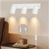 Kambo GU10 3 Luci Bianco applique da parete interno, Lampada a muro orientabile 350°, Faretto parete con Interruttore a filo, abat jour muro in alluminio adatta per camera letto, soggiorno, corridoio