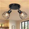 Kimjo Faretto da soffitto a LED, 2 luci, orientabile, nero, rotondo, E14, lampada
