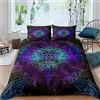 Homewish Set di biancheria da letto con motivo libellula bohemien per letto matrimoniale mandala paisley viola libellula copripiumino tie dye trippy zingaro iridescente chic hippie trapunta Decor 3 pezzi