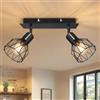 Kimjo Faretto da soffitto a LED, 2 luci, orientabile, nero, E14, lampada