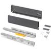Emuca - Cassetto Vertex Push Sincro, regolazione 3D, guide per cassetti H 131mm, 40kg, profondità 500mm, Acciaio, Grigio antracite