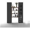 WHOUS - Parete Attrezzata MARUSKA 3 Mobili da Terra o Sospesa - 1 Libreria a 6 Scomparti, 1 Vetrina e 1 Colonna Armadio - Set da Soggiorno Antracite Opaco/Rovere
