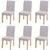 Mendler Set 6x sedie Littau tessuto soggiorno cucina sala da pranzo 43x56x90cm avorio beige piedi chiari