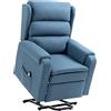 HOMCOM Poltrona Elettrica Alzapersona Reclinabile 160°, Poltrona Relax Elettrica in Tessuto con Telecomando, Poggiapiedi e Tasche Laterali, Blu