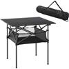 Outsunny Tavolo da Campeggio Picnic Pieghevole, Salvaspazio e Arrotolabile con Borsa da Viaggio, Nero 70x70x69cm|Aosom