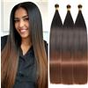 Locescsoc 24 Inch Straight Hair Extensions 150g 3 Packs Bone Straight Braiding Hair, Soft Synthetic Bundles Crochet Braids Hair Bundles for Braiding (1B/30, 24 Inch 3 Packs)
