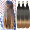 Locescsoc 24 Inch Straight Hair Extensions 150g 3 Packs Bone Straight Braiding Hair, Soft Synthetic Bundles Crochet Braids Hair Bundles for Braiding (1B/27, 24 Inch 3 Packs)