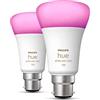 Philips Hue White and Color Ambiance Lampadina Smart LED, Attacco a Baionetta B22, Luce Bianca o Colorata, 75 W, 2 Pezzi