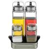 Wintem Set 2 Oliere e Saliere in Vetro con Supporto in Acciaio 14,3x11,5x20,3cm - Capacità 270ml le Oliere e 100ml le Saliere - Comode, Funzionali e Facili da Lavare - Donano Stile Moderno alla Tavola