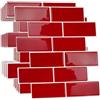WALPLUS Adesivi 3D per piastrelle, autoadesivi, autoadesivi, per paraschizzi, per cucina, bagno, soggiorno, impermeabili, rosso ciliegia, retrò, 6 fogli, 30,5 cm