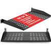 Pyle 2 Pezzi Mensola per Rack 48 cm 1U, Armadio Rack Ventilata per Computer e Reti, per Casa o Ufficio, Mensola Universale, Nero