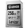 Lexar ARMOR SILVER PRO Scheda SD 256 GB, Scheda di memoria UHS-II, acciaio inossidabile, C10, U3, V60, video UHD 6K, fino a 280 MB/s in lettura, 160 MB/s in scrittura, scheda SDXC per DSLR/fotocamera
