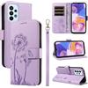 Bravoday Cover per Samsung Galaxy A23 4G / 5G, Custodia in PU Pelle Portafoglio Flip Schede con Slot per Carte, Magnetica Antiurto Cover per Galaxy A23 4G / 5G, Viola