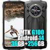 Blackview BV8200 Android 14 Rugged Smartphone 2025, 36GB+256GB MTK G100 Telefono Robusto, 8800mAh, 50MP+32MP, 6.5&1.3 FHD+ Doppio Display, Dual 4G Cellulari Resistente IP68, NFC, OTG, GPS, Nero