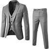 Generic Completo Formale da Uomo in 3 Pezzi - Abito da Sposa, Casual, Giacca Blazer, Gilet e Pantaloni - Tinta Unita, Smoking da Sera - Grigio, L