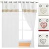 emmevi Tende Finestre Porta Interno Tessuto Lino Semitrasparente Coppia 2 Pz Cuore Quadretti MOD.Tenda Bonheur 2 CONF 140X290 Bordeaux