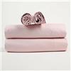 Corredocasa Lenzuola Completo Made in Italy - 100% Cotone Percalle con 3 Volant Eleganti - Set Letto Matrimoniale con Federe Disponibile in Tinta Unita o a Fantasia (Rosa, Matrimoniale)
