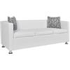 IKAYAA Divano Moderno 3 Posti in Pelle Artificiale Bianca, 170 x 62.5 x 63 cm