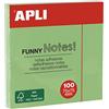 APLI 19084 - Note adesive FUNNY 75 x 75 mm - Blocco da 100 fogli verde pastello