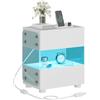 YITAHOME Comodino a 2 cassetti Comodino sospeso con barra luminosa a LED a 7 colori Tavolino con accenti moderni con vetro temperato smerigliato per camera da letto Soggiorno, Bianco
