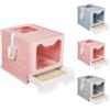 OHMG Lettiera per gatti in acciaio inox, con coperchio e accessori, inclusa pala e tappetino, per gatti, chiusa, XXL, vassoio estraibile (blu, 51 x 41 x 38 cm)