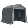 Outsunny Garage Moto per Esterno 2.4x2m, Tenda Garage per Attrezzi in Metallo e Tessuto PE, per Moto e Biciclette, Grigio Scuro