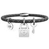 KIDULT - Bracciale pelle nera e acciaio 316L | Love