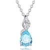 FANCIME Collana Goccia con Oro Bianco 14 carati (585) Ciondolo e Argento 925 Catena con Acquamarina e Diamanti Naturale Gioielli per Donna Ragazze Mamma- Catena Lunghezza: 40 + 5 cm