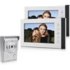 QttyElok 7 Pollici Colori Cablati Sistema Videocitofono Campanello Porta del Citofono Della Videocamera 700TVL IR Visione Notturna con 2 Monitors, Audio Bidirezionale, Monitoraggio, Sblocco