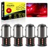 YONGMING 1157 P21/5W BAY15D LED Rosso, 12V Super Luminoso LED Girare Freno Posteriore Segnale di Stop Lampada Lampadina 2057 2357 7528 Lampadina Led Per RV, Moto, Auto,Luce del freno, 4 Pacchetti