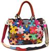Segater Borsa a tracolla multicolore Hobo in vera pelle casuale colorata quadrata splicing borsa grande tote borse a tracolla, Multicolore, Taglia unica