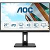 Aoc Monitor 27" 2K 1440p OFFICE QHD Pivot Black Q27P2Q