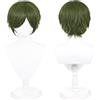 UTIEHD Parrucca lunga 30cm, parrucca universale per costumi anime e cosplay, perfetta per feste, uso quotidiano, festival e Halloween (Verde oliva)